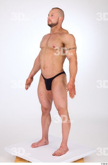 Whole Body Man White Underwear Muscular Standing Studio photo references