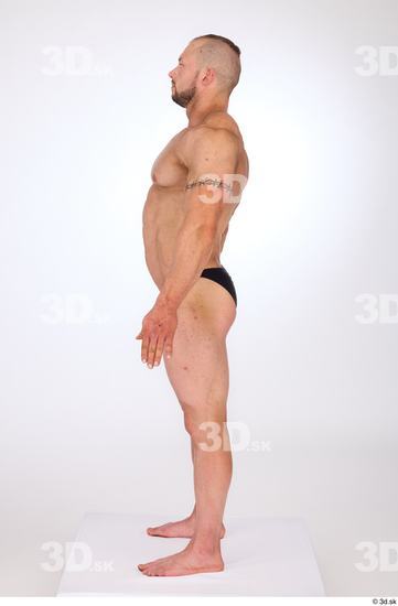 Whole Body Man White Underwear Muscular Standing Studio photo references