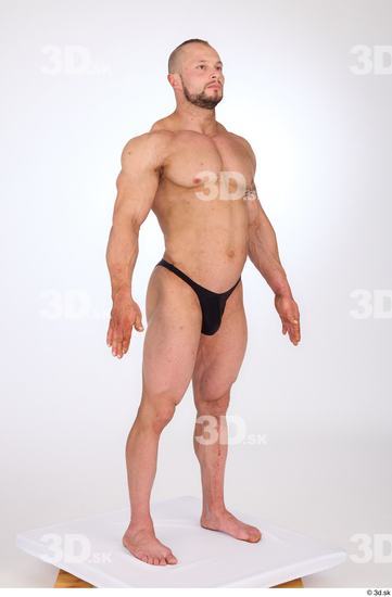 Whole Body Man White Underwear Muscular Standing Studio photo references