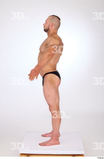 Whole Body Man White Underwear Muscular Standing Studio photo references