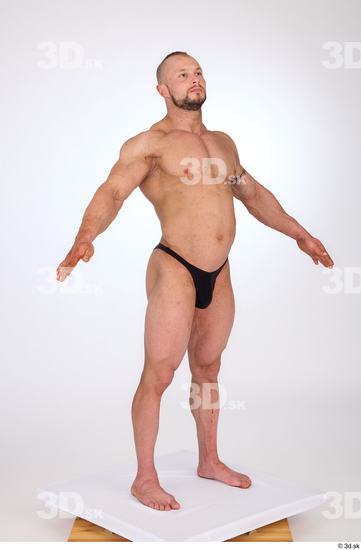 Whole Body Man White Underwear Muscular Standing Studio photo references