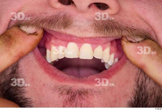 Teeth Man White Muscular Studio photo references