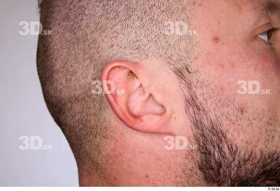 Ear Man White Muscular Studio photo references