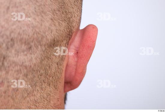 Ear Man White Muscular Studio photo references