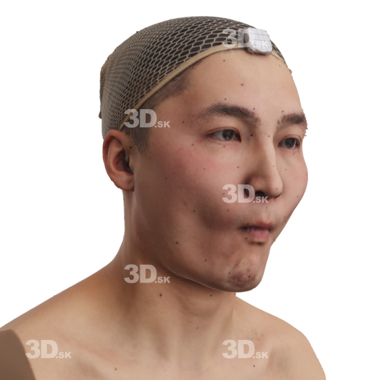 Head Man Asian 3D Phonemes And Emotions