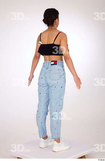 Whole Body Woman Casual Jeans Slim Standing Top Studio photo references