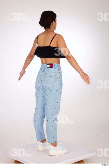 Whole Body Woman Casual Jeans Slim Standing Top Studio photo references