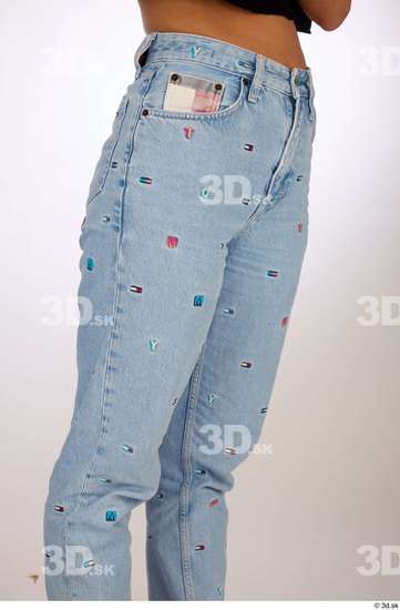 Thigh Woman Casual Jeans Slim Studio photo references