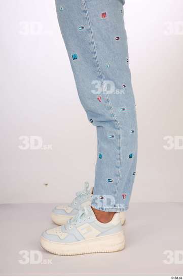 Calf Woman Casual Jeans Slim Studio photo references