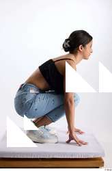 Jimena  1 black ruffled crop top blue jeans casual&hellip;