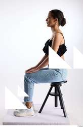 Jimena  1 black ruffled crop top blue embellished jeans&hellip;