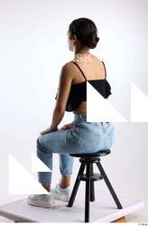 Jimena  1 black ruffled crop top blue embellished jeans&hellip;