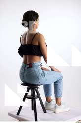 Jimena  1 black ruffled crop top blue embellished jeans&hellip;