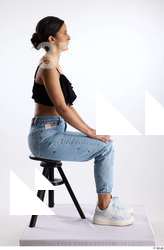 Jimena  1 black ruffled crop top blue embellished jeans&hellip;