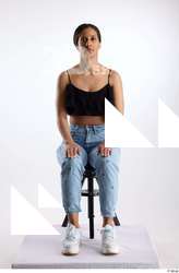 Jimena  1 black ruffled crop top blue embellished jeans&hellip;