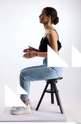 Jimena  1 black ruffled crop top blue embellished jeans&hellip;