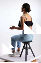 Jimena  1 black ruffled crop top blue embellished jeans&hellip;