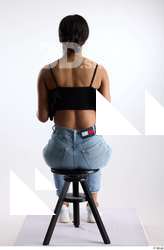 Jimena  1 black ruffled crop top blue embellished jeans&hellip;