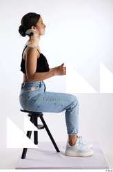 Jimena  1 black ruffled crop top blue embellished jeans&hellip;