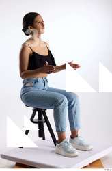 Jimena  1 black ruffled crop top blue embellished jeans&hellip;