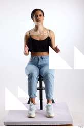 Jimena  1 black ruffled crop top blue embellished jeans&hellip;