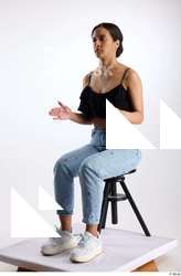 Jimena  1 black ruffled crop top blue embellished jeans&hellip;