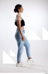Jimena  1 black ruffled crop top blue jeans casual&hellip;