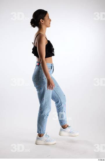 Whole Body Woman Casual Jeans Slim Walking Top Studio photo references