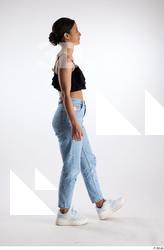 Jimena  1 black ruffled crop top blue jeans casual&hellip;