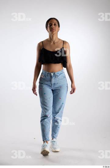 Whole Body Woman Casual Jeans Slim Walking Top Studio photo references