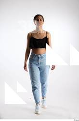 Jimena  1 black ruffled crop top blue jeans casual&hellip;