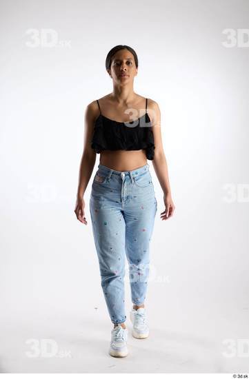 Whole Body Woman Casual Jeans Slim Walking Top Studio photo references