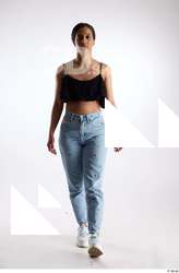 Jimena  1 black ruffled crop top blue jeans casual&hellip;