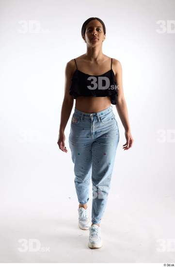 Whole Body Woman Casual Jeans Slim Walking Top Studio photo references