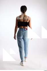 Jimena  1 back view black ruffled crop top blue&hellip;