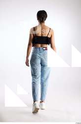 Jimena  1 back view black ruffled crop top blue&hellip;