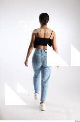 Jimena  1 back view black ruffled crop top blue&hellip;