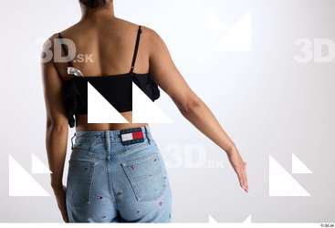 Jimena  1 arm back view black ruffled crop top&hellip;
