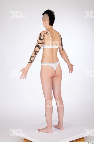 Whole Body Woman White Underwear Slim Standing Studio photo references