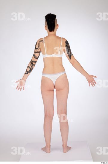 Whole Body Woman White Underwear Slim Standing Studio photo references