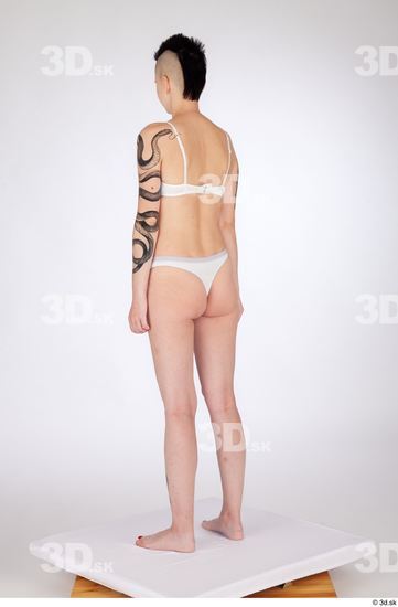 Whole Body Woman White Underwear Slim Standing Studio photo references