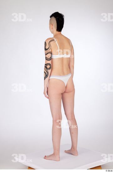 Whole Body Woman White Underwear Slim Standing Studio photo references