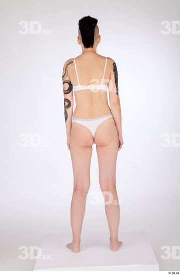 Whole Body Woman White Underwear Slim Standing Studio photo references