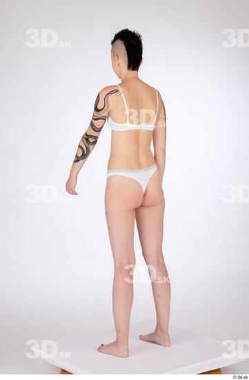 Whole Body Woman White Underwear Slim Standing Studio photo references