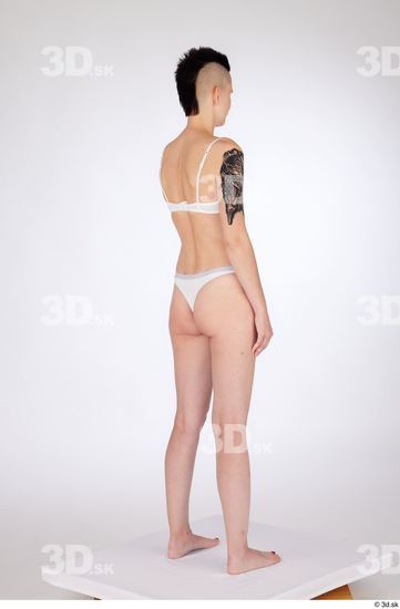 Whole Body Woman White Underwear Slim Standing Studio photo references