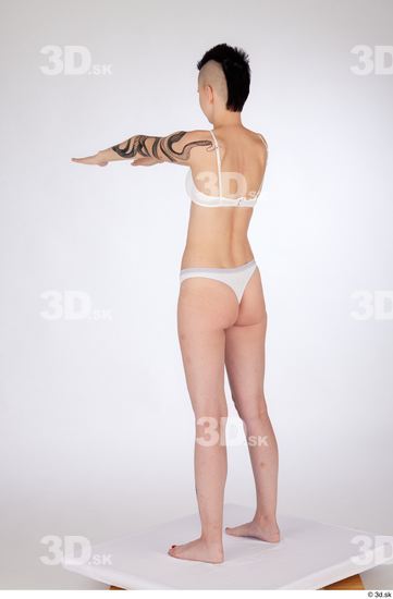 Whole Body Woman White Underwear Slim Standing Studio photo references