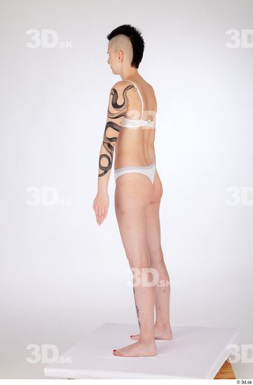 Whole Body Woman White Underwear Slim Standing Studio photo references