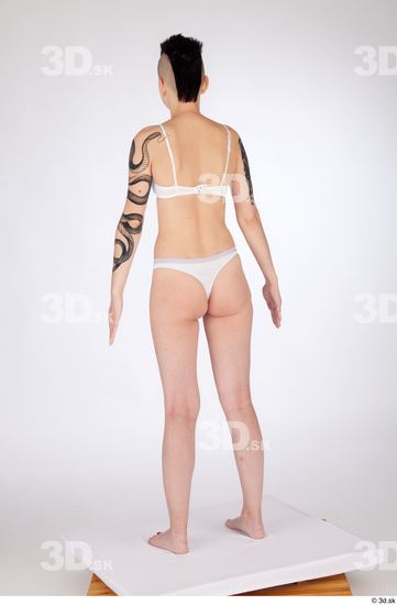 Whole Body Woman White Underwear Slim Standing Studio photo references