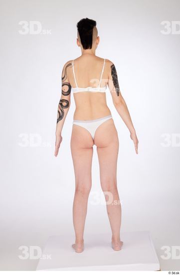 Whole Body Woman White Underwear Slim Standing Studio photo references