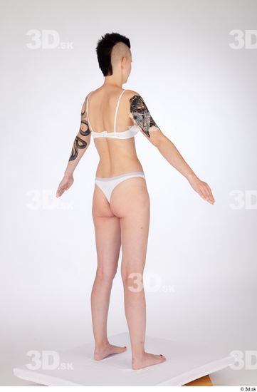 Whole Body Woman White Underwear Slim Standing Studio photo references